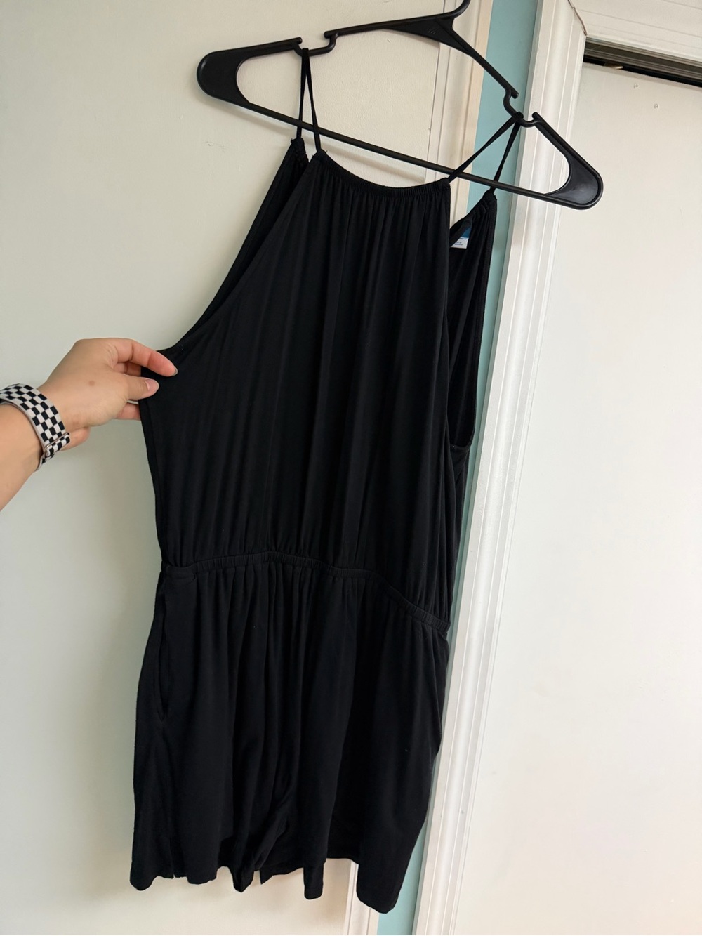 Black Sleeveless Halter Romper